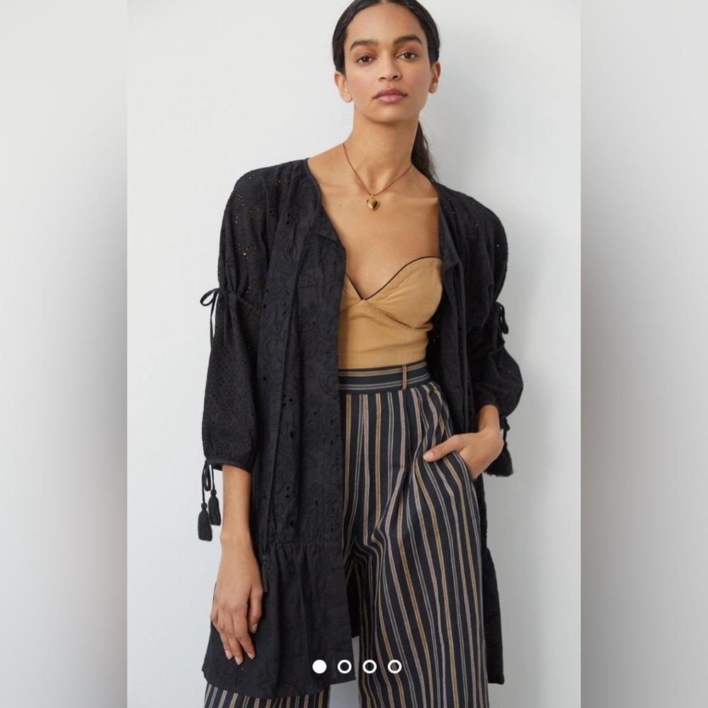 Maeve Anthropologie Eyelet Balloon-Sleeve‎ Kimono, Size One Size